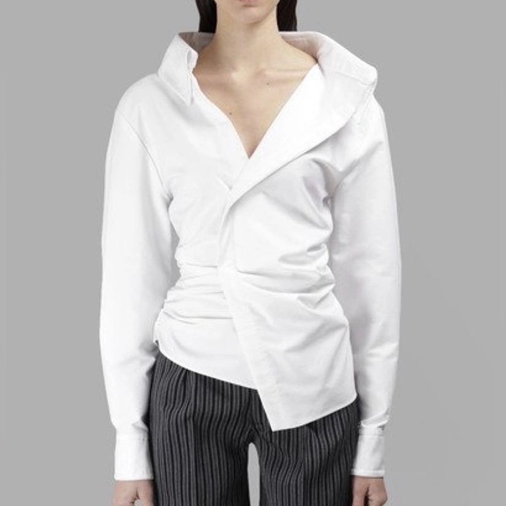 Jacquemus La Chemise Elie Asymmetric Cotton Blouse White